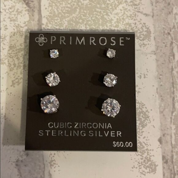 Primrose Sterling Silver Cubic Zirconia Earrings - Picture 1 of 2